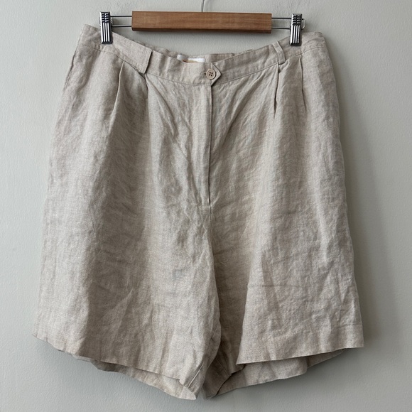 Talbots Pants - Vintage Talbots High Waist Irish Linen Shorts - Cream